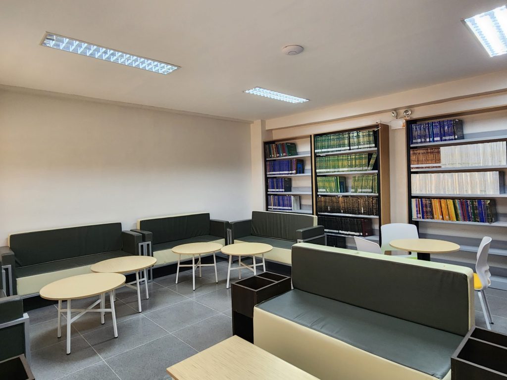 Wide colorful lounge seating in an open learning space